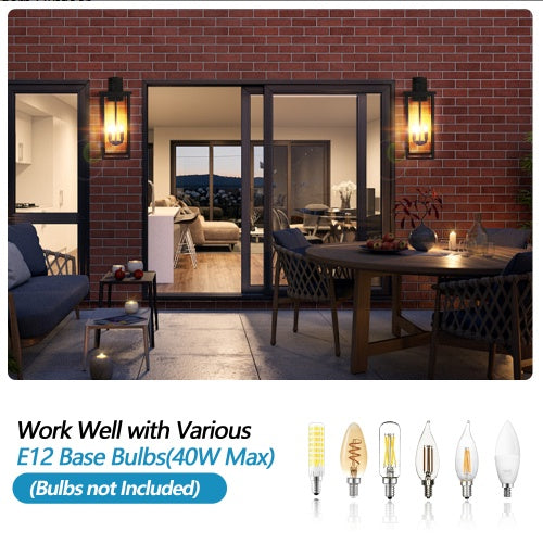 26-Inch Modern Outdoor Wall Lantern Black Metal Clear Glass