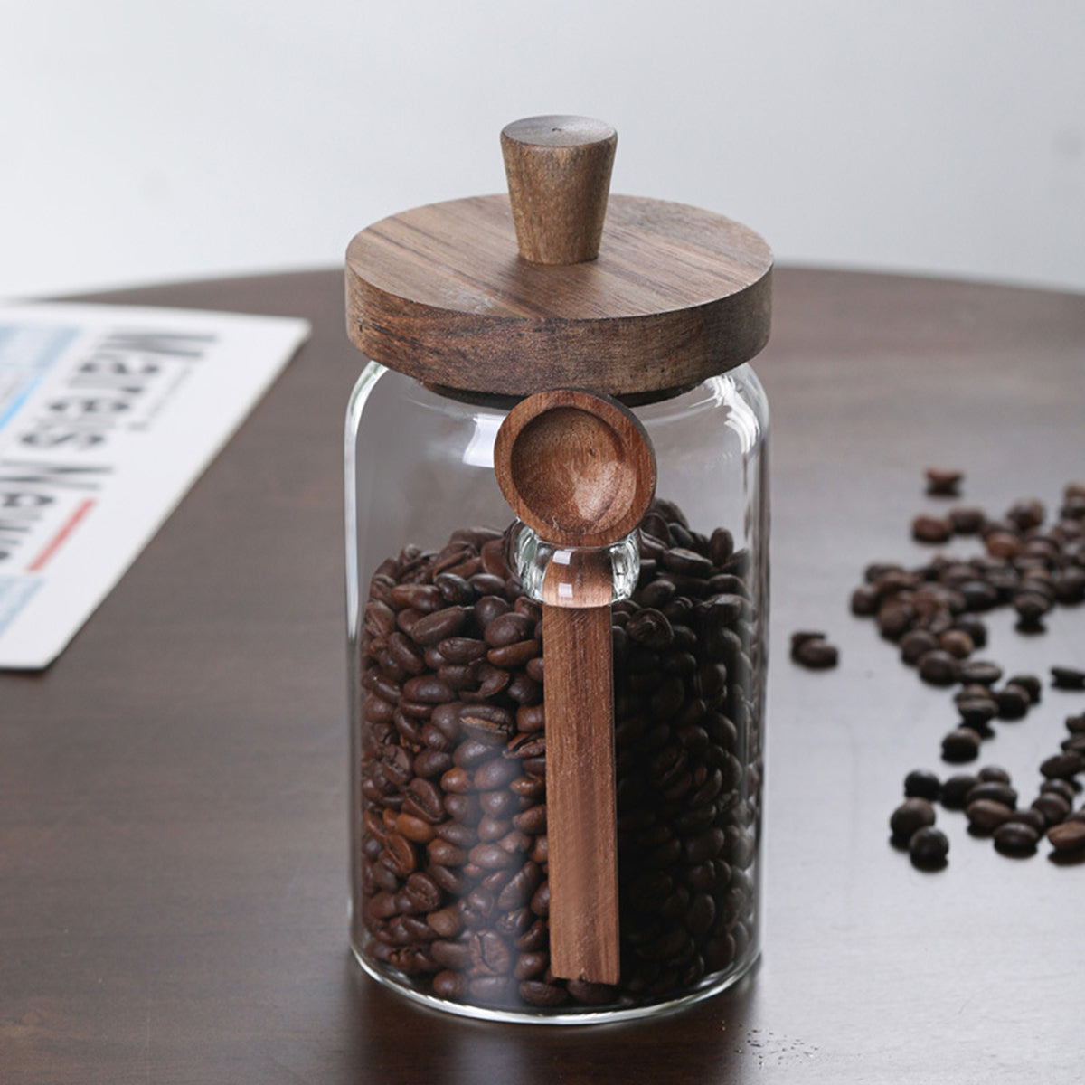 3PCS Glass Coffee Jars with Spoons – Tea, Candy & Biscuit Storage Containers Set