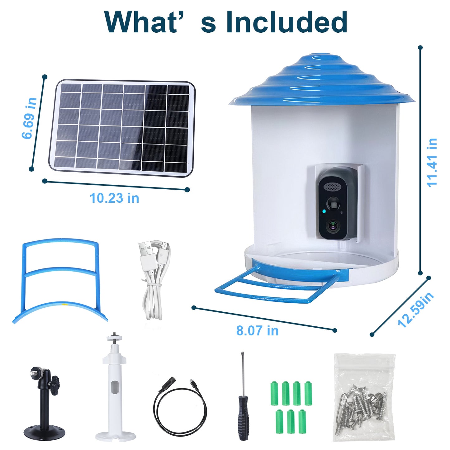 Smart Solar Bird Feeder with 1080P HD AI Camera, Motion Detection, WiFi App Control, Cloud & SD Storage, IP65 Waterproof