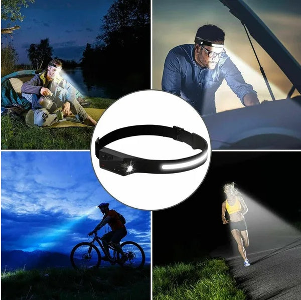 COB LED Headlamp USB Rechargeable Work Light Torch