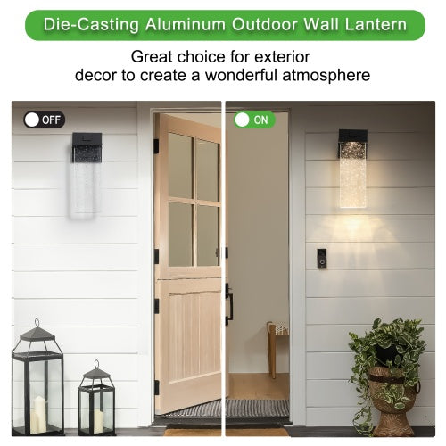 2-Pack Outdoor Transparent LED Crystal Wall Lights With Sensor