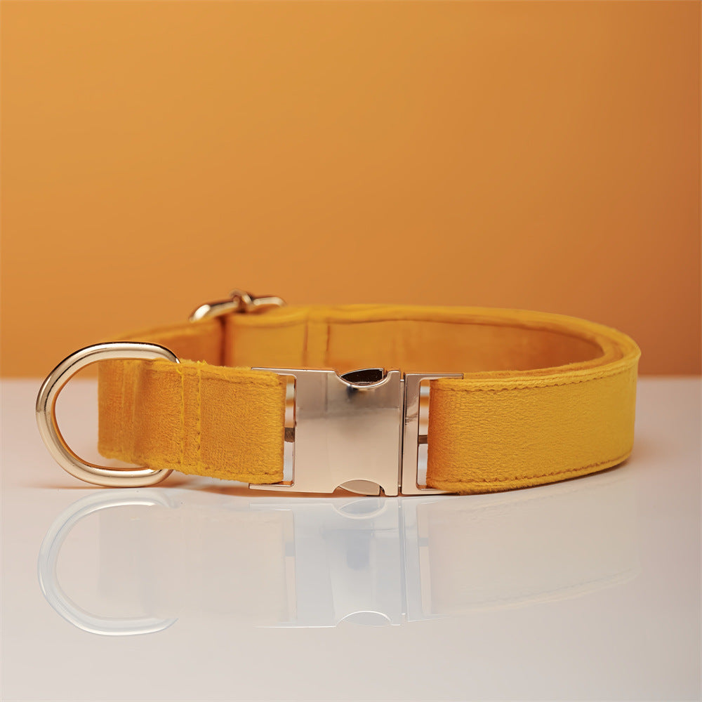 Personalized Multicolor Velvet Dog Collar & Leash Set with Bow