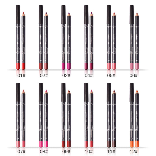 12-Piece Vegan Lip Liner Pencil Set – High-Pigment Natural Shades, Ultra-Fine Soft Pencils, Long-Lasting Wear
