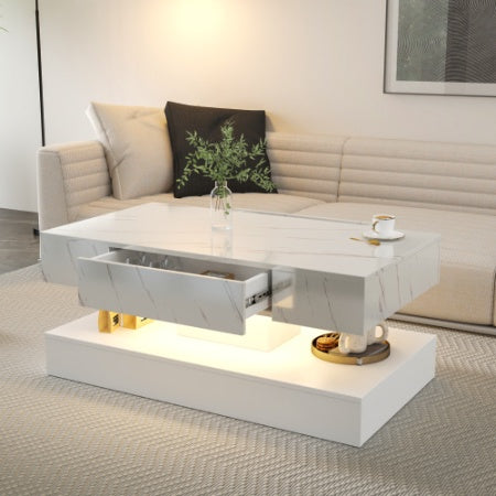 6.93" High LED Coffee Table – Modern Living Room Table with LED Lights