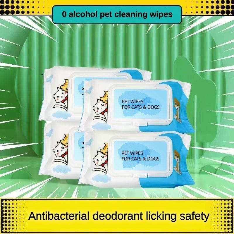 Plant-Based Pet Wipes for Dogs & Cats – Unscented Paw, Ear, Eye & Butt Wipes, Cleaning & Deodorizing