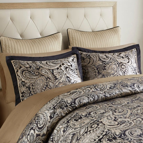 12-Piece Black Queen Comforter Set with Cotton Bed Sheets – Complete Bedding Set