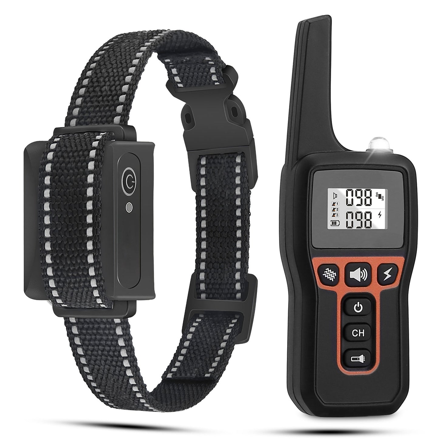 3280FT Dog Training Collar IP67 Waterproof Rechargeable Pet Trainer Beep, Vibration & Shock 3 Channels with Flashlight – Collar or Receiver Only