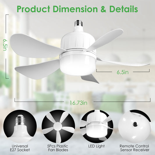12W LED Ceiling Fan with Light 3-Speed Dimmable Smart Remote