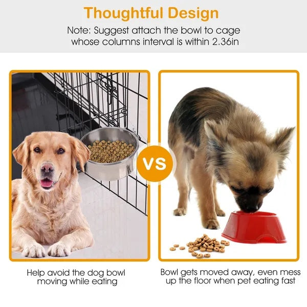 Detachable Pet Food & Water Bowl with Clamp Holder – No-Spill Cage Feeder for Dogs, Cats & Small Animals