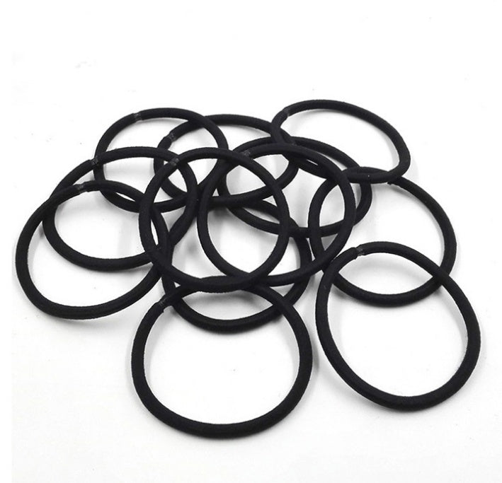 100-Pack Black Elastic Hair Ties – Ponytail Holders & Scrunchies for Women & Kids