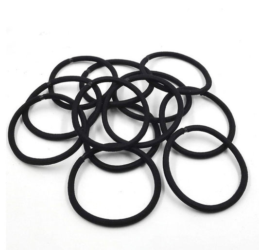 100-Pack Black Elastic Hair Ties – Ponytail Holders & Scrunchies for Women & Kids