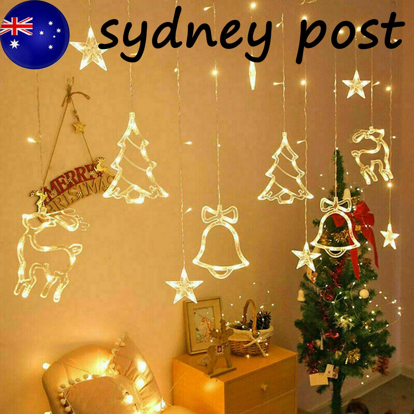 LED Fairy String Curtain Lights Star Window Decor for Christmas
