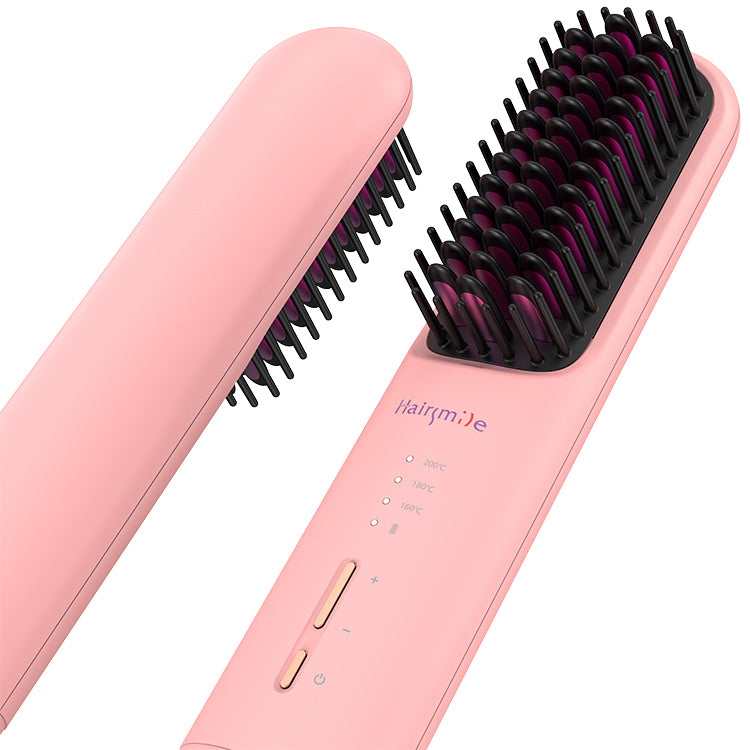 Portable USB Rechargeable Cordless Hair & Beard Straightening Brush – Mini 2-in-1 Hair Comb for Men & Women