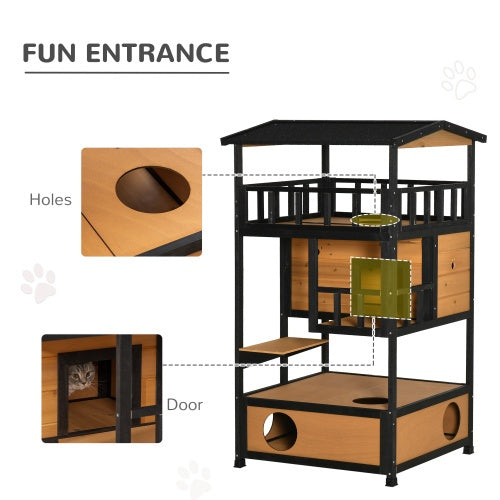 Wooden Outdoor Cat House – Weatherproof Shelter for Cats & Kittens