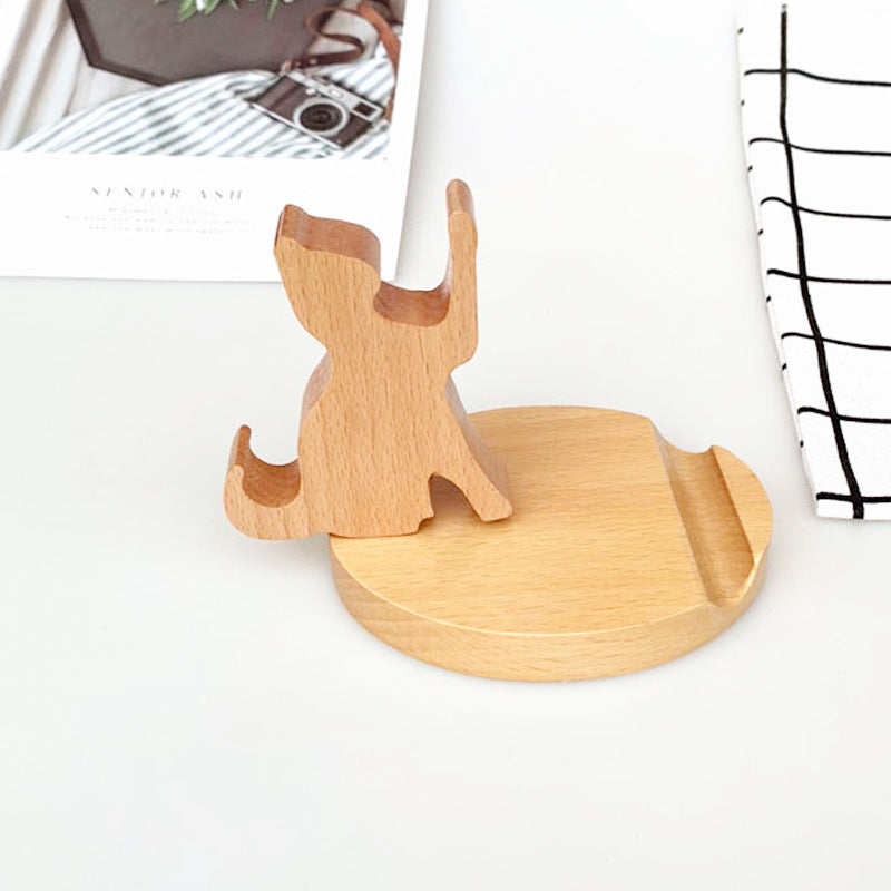 Creative Beech Wood Lazy Phone Holder With Coin Slot