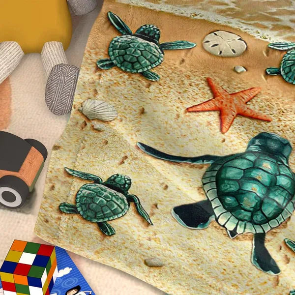 Sea Turtle Flannel Throw Blanket – 50x60in Soft Cozy Blanket for Teens, Boys & Men