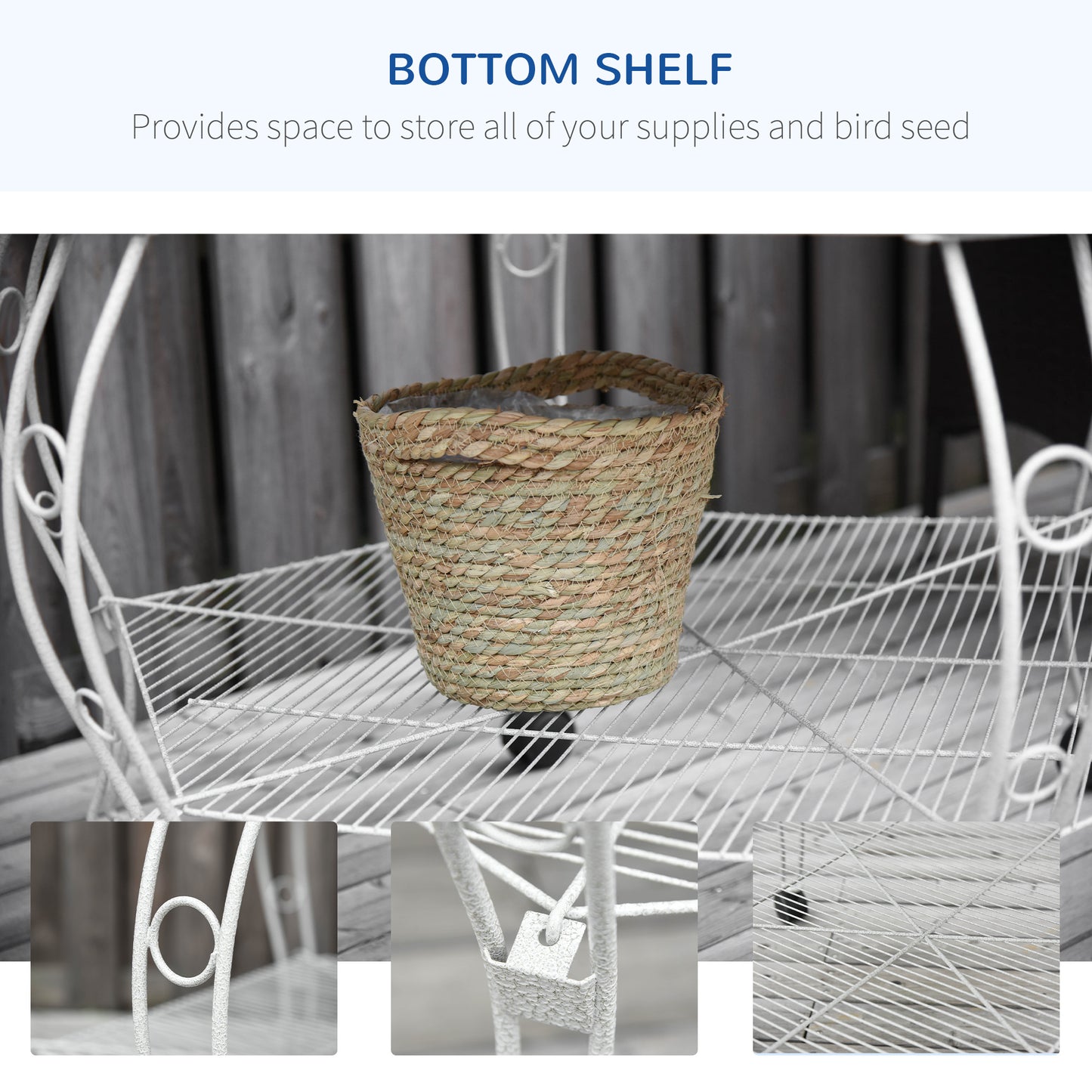 77” Hexagon Portable Flight Bird Cage Aviary with Covered Canopy & Storage Shelf