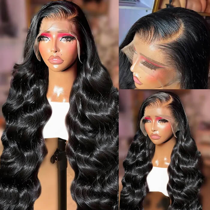 13x4 Lace Front Human Hair Wig – Natural Color Body Wave, Pre-Plucked Hairline