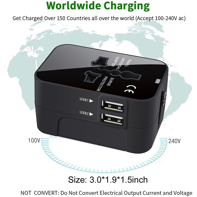 Worldwide Universal Travel Adapter All-in-One Wall Charger