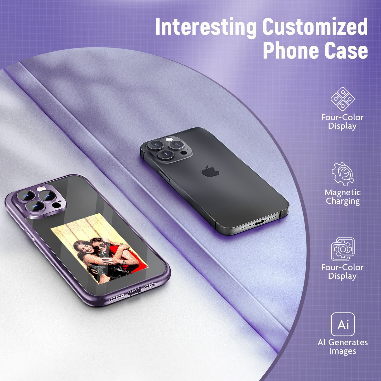 iPhone 15 Pro Max NFC Ink Screen Flip Custom DIY Case