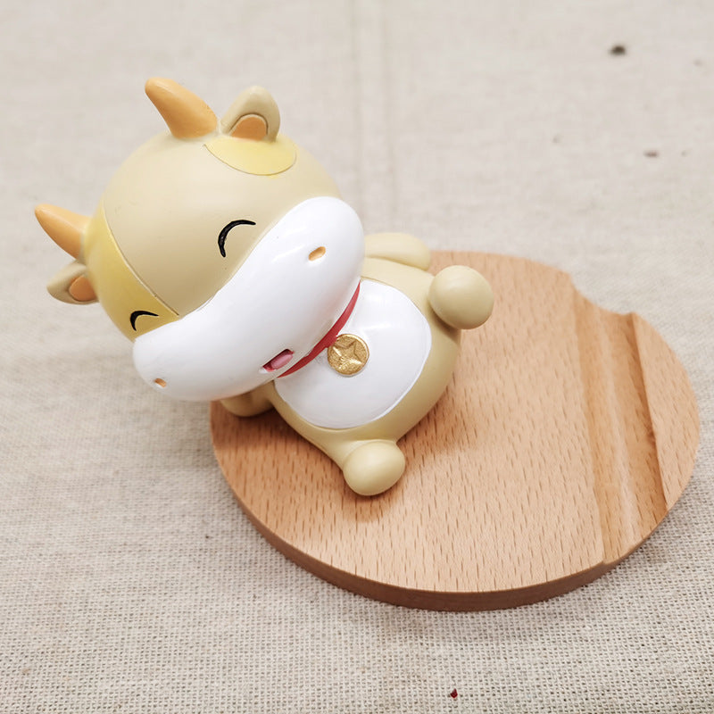 Creative Beech Wood Lazy Phone Holder With Coin Slot