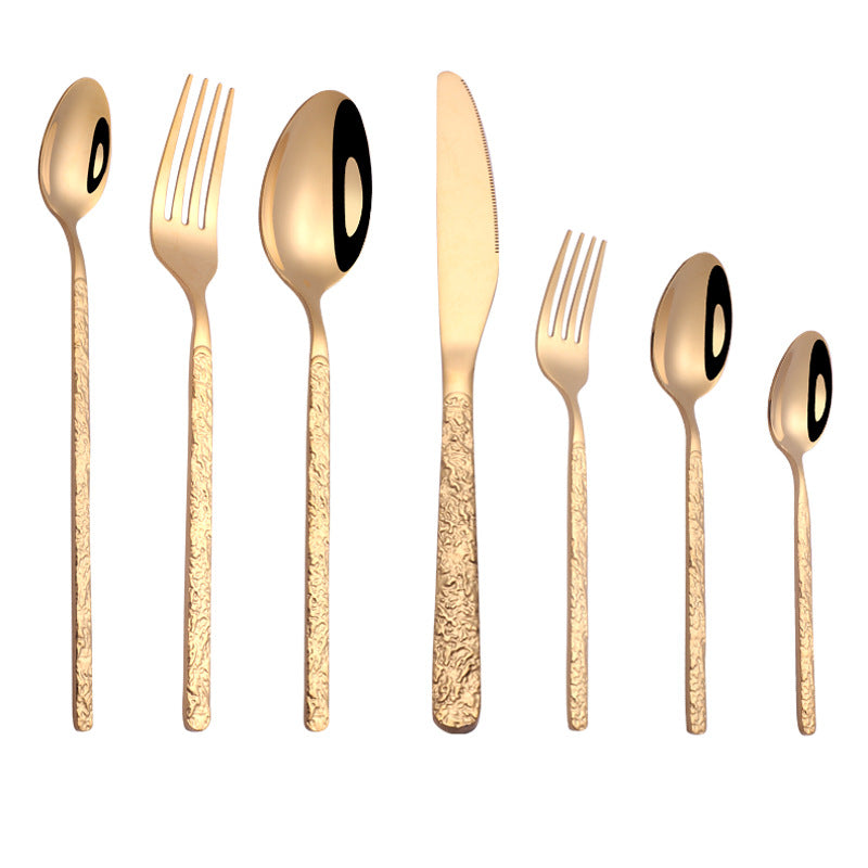 Embossed Textured Handle Steak Knife Set – Western Style Cutlery