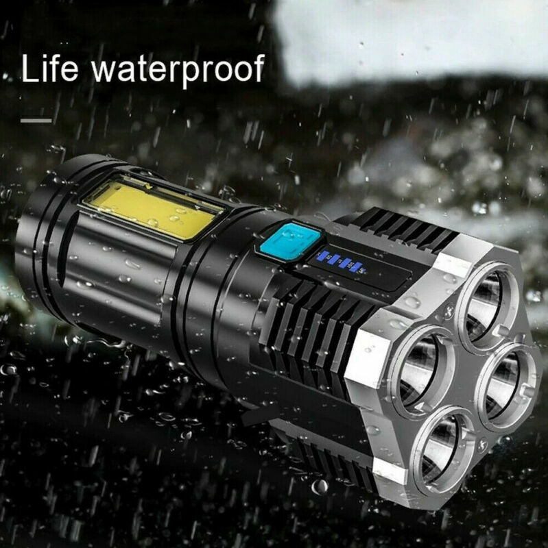 Tactical Quad-Core LED Flashlight USB Rechargeable Super Bright