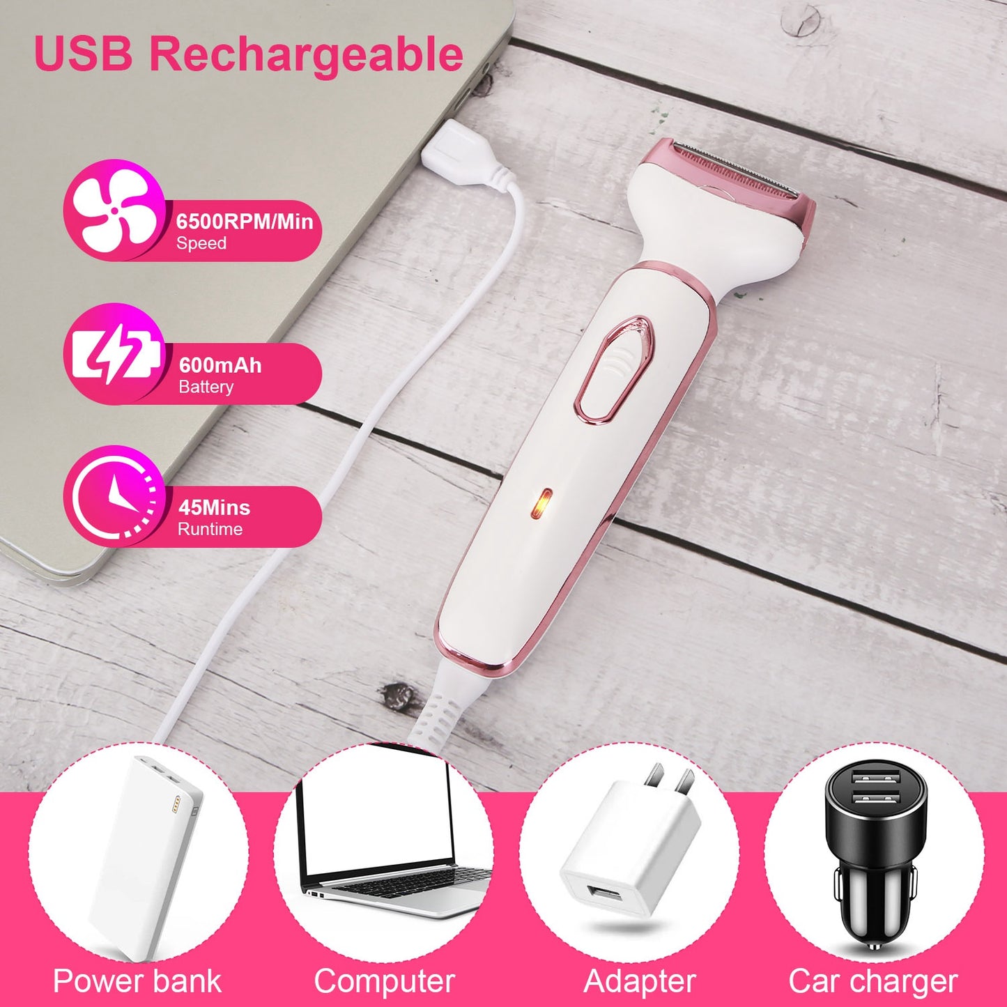 4-in-1 Women’s Electric Grooming Kit – Painless Rechargeable Trimmer for Eyebrows, Nose, Face & Bikini