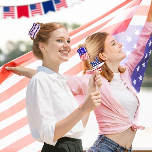 3PCS American Flag Hair Claw Clips – USA Patriotic Red, White & Blue