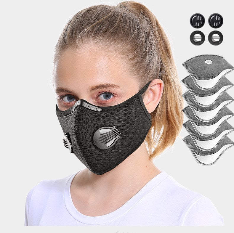 Cycling Face Mask with Activated Carbon Filter & Breathing Valve – Sport Dust & Pollution Protection