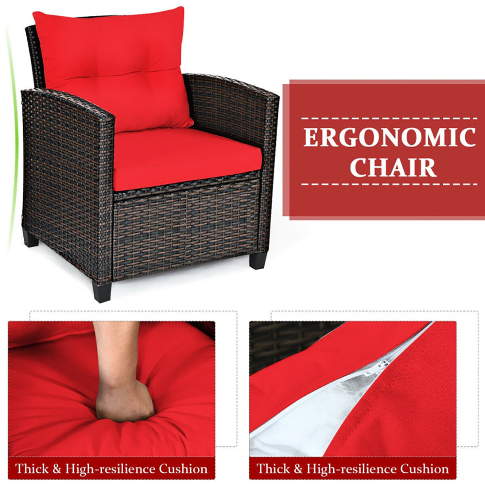 3-Piece Rattan Patio Furniture Set – Outdoor Seating with Washable Cushions