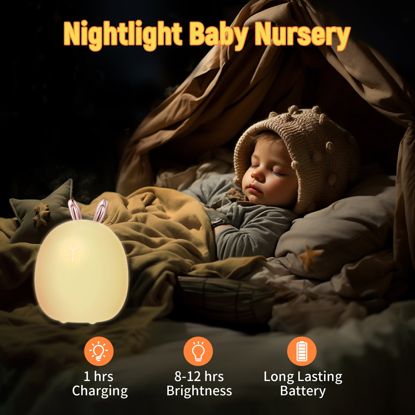 Adjustable Baby Night Light Silicone Rabbit & Elk Touch Clap Lamp