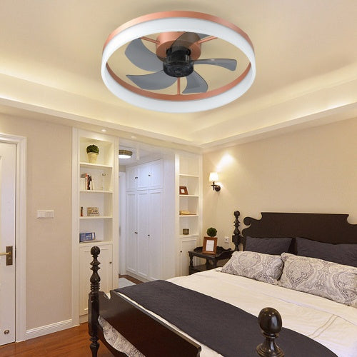 Slim Modern Ceiling Fan with Dimmable LED Light Recessed Mount