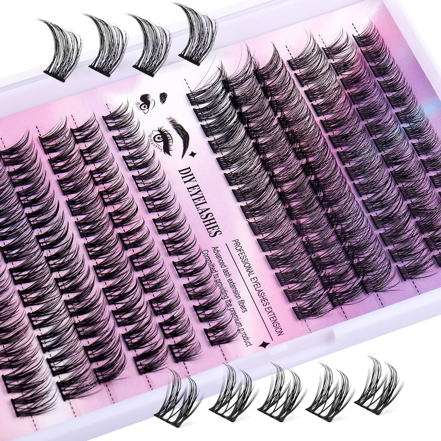 12 Rows 150pcs Segmented Cluster Lashes | Natural & Wispy DIY Lash Extensions