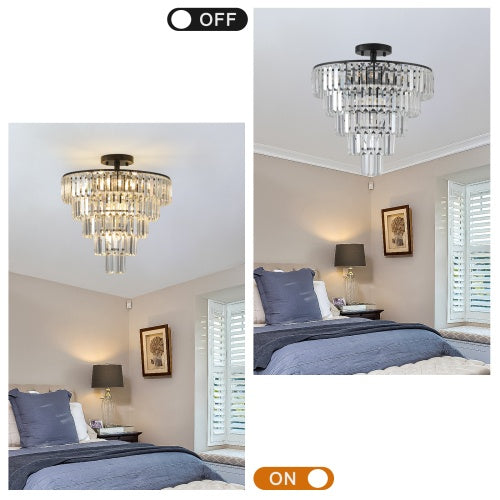 Large Black Crystal Chandelier Modern Luxury Ceiling Light Fixture