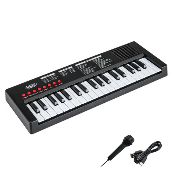 37 Keys Kids Electronic Keyboard with Microphone – Piano Toy with 8 Tones & 8 Rhythms