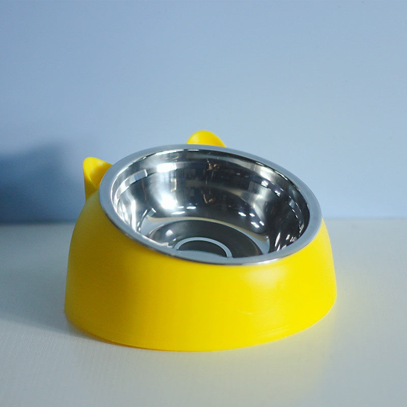 Stainless Steel Elevated Double Dog Bowl – Cervical Protection, Slanted Design for Food & Water