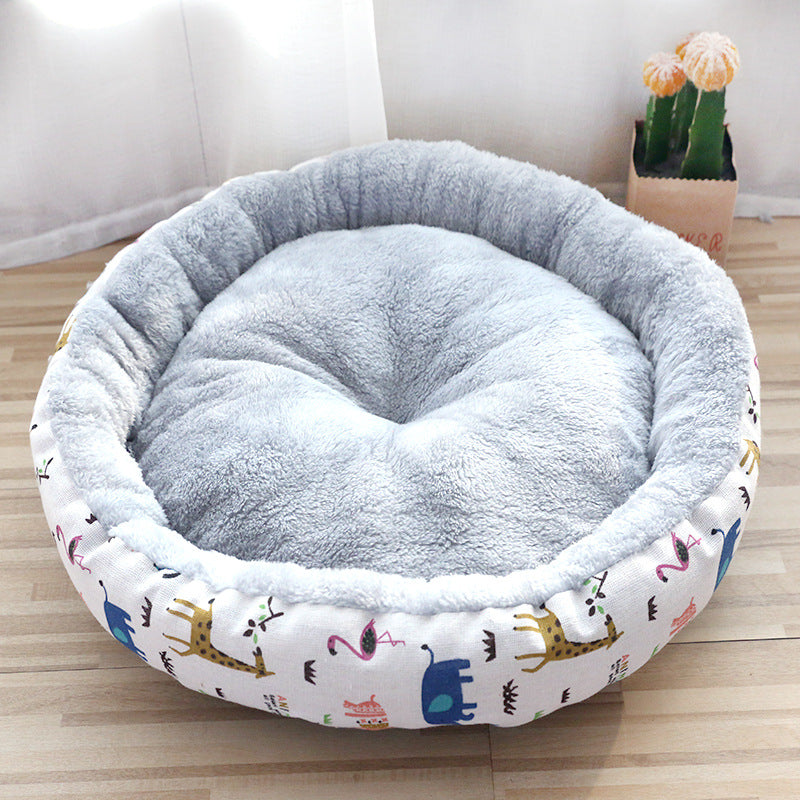 Soft Padded Dog & Cat Litter Mat with Round Cotton Cushion – Absorbent & Washable