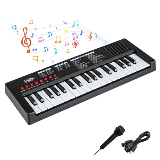 37 Keys Kids Electronic Keyboard with Microphone – Piano Toy with 8 Tones & 8 Rhythms