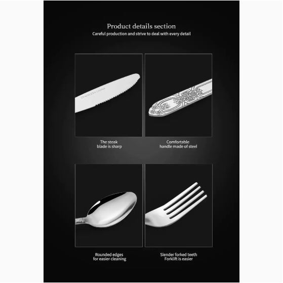 Deluxe Premium Stainless Steel Cutlery Set – 4-Piece Flatware Service for Home