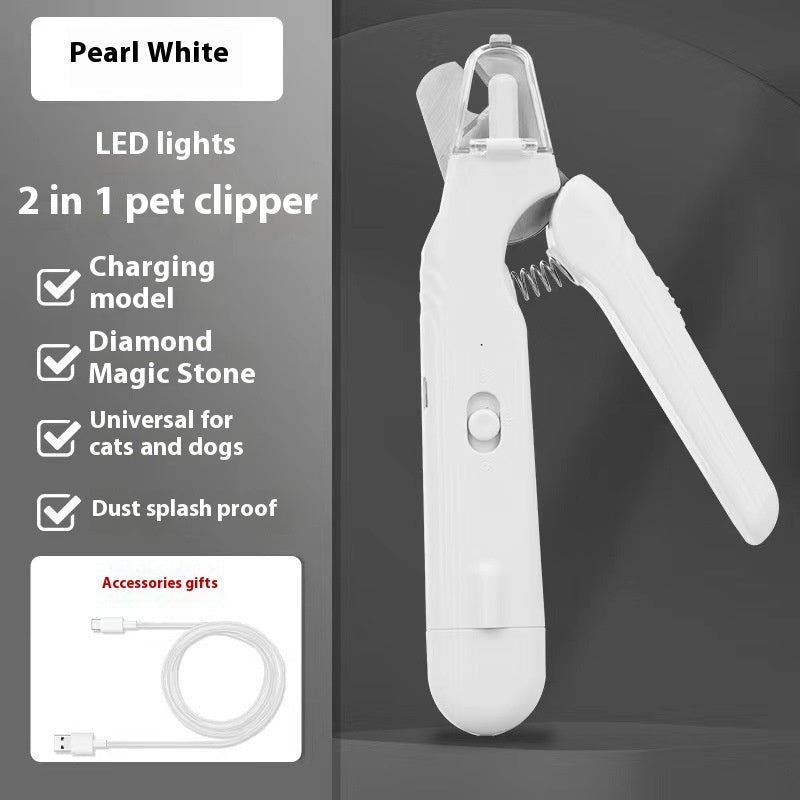 2-in-1 Pet Nail Clippers with LED Light – Dog & Cat Paw Trimmer with Safety Blood Guard