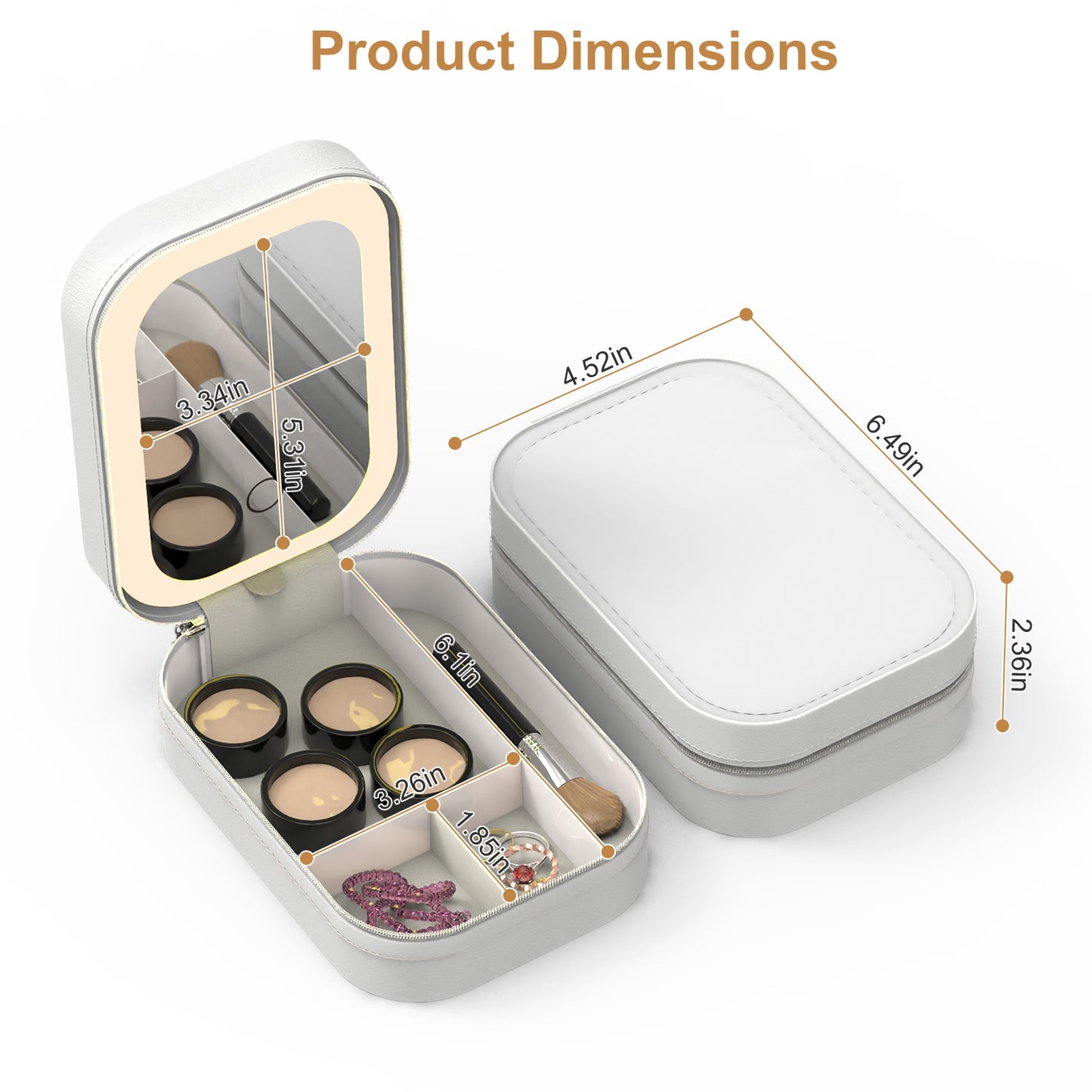 LED Travel Makeup Bag – Rechargeable & Waterproof with 3-Color Light