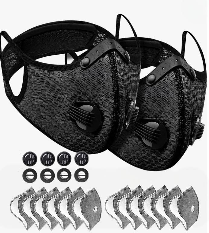 Cycling Face Mask with Activated Carbon Filter & Breathing Valve – Sport Dust & Pollution Protection