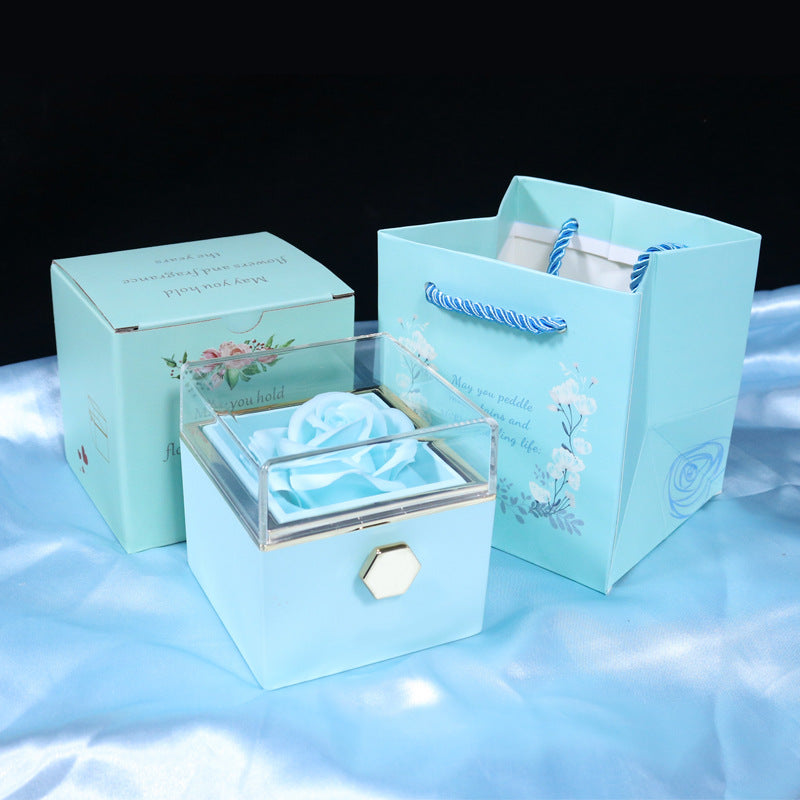 Rotating Soap Flower Rose Gift Box – Creative Jewelry & Valentine’s Day Gift for Women