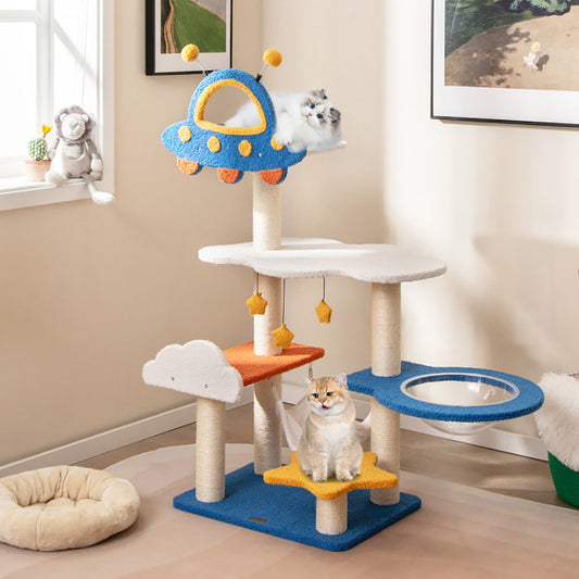 49″ Cat Tree with UFO Perch – Space Capsule Condo & Sisal Scratching Posts