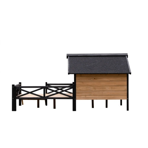 Large Outdoor Wooden Dog Kennel with Porch – Cabin-Style Weatherproof Dog House