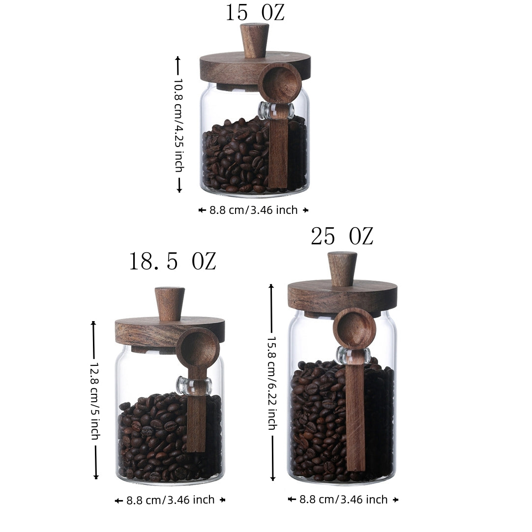3PCS Glass Coffee Jars with Spoons – Tea, Candy & Biscuit Storage Containers Set