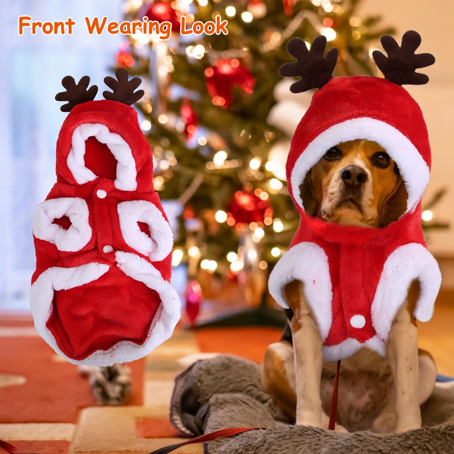 Pet Christmas Costume – Santa & Reindeer Winter Outfit for Small & Medium Dogs and Cats