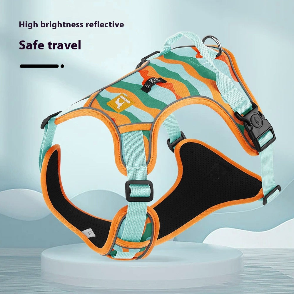 Reflective Dog Chest & Back Harness with Hand-Held Rope Leash – Secure Commuter Walking Gear