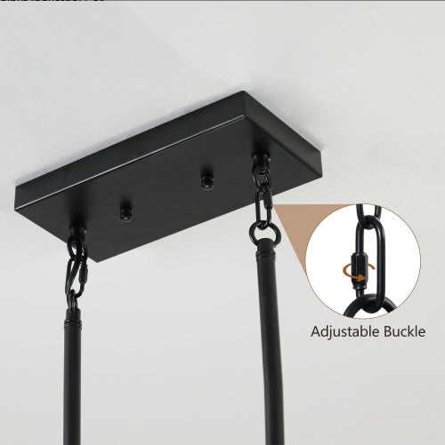 32-Inch Walnut Industrial Farmhouse 5-Light Rectangle Pendant